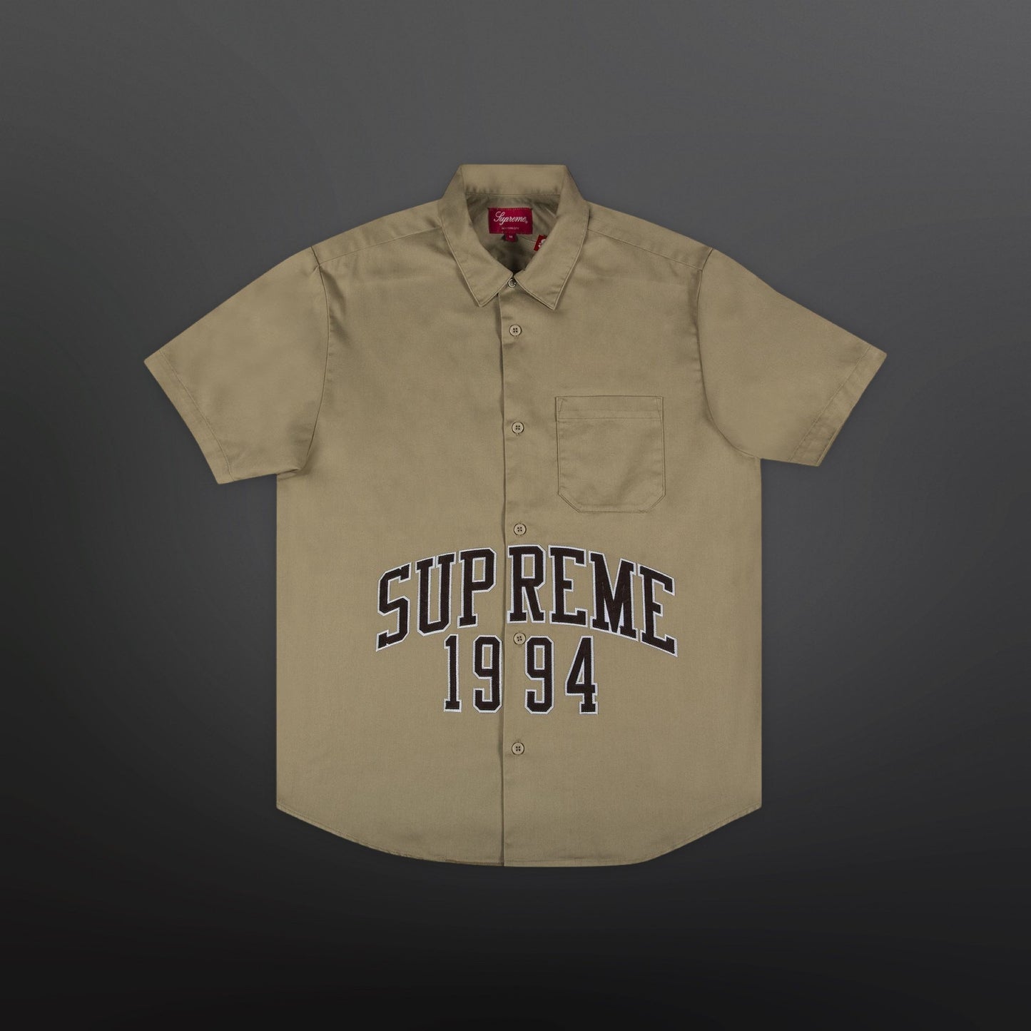 Supreme Arc Logo Short-Sleeve Work Shirt – Khaki S Small