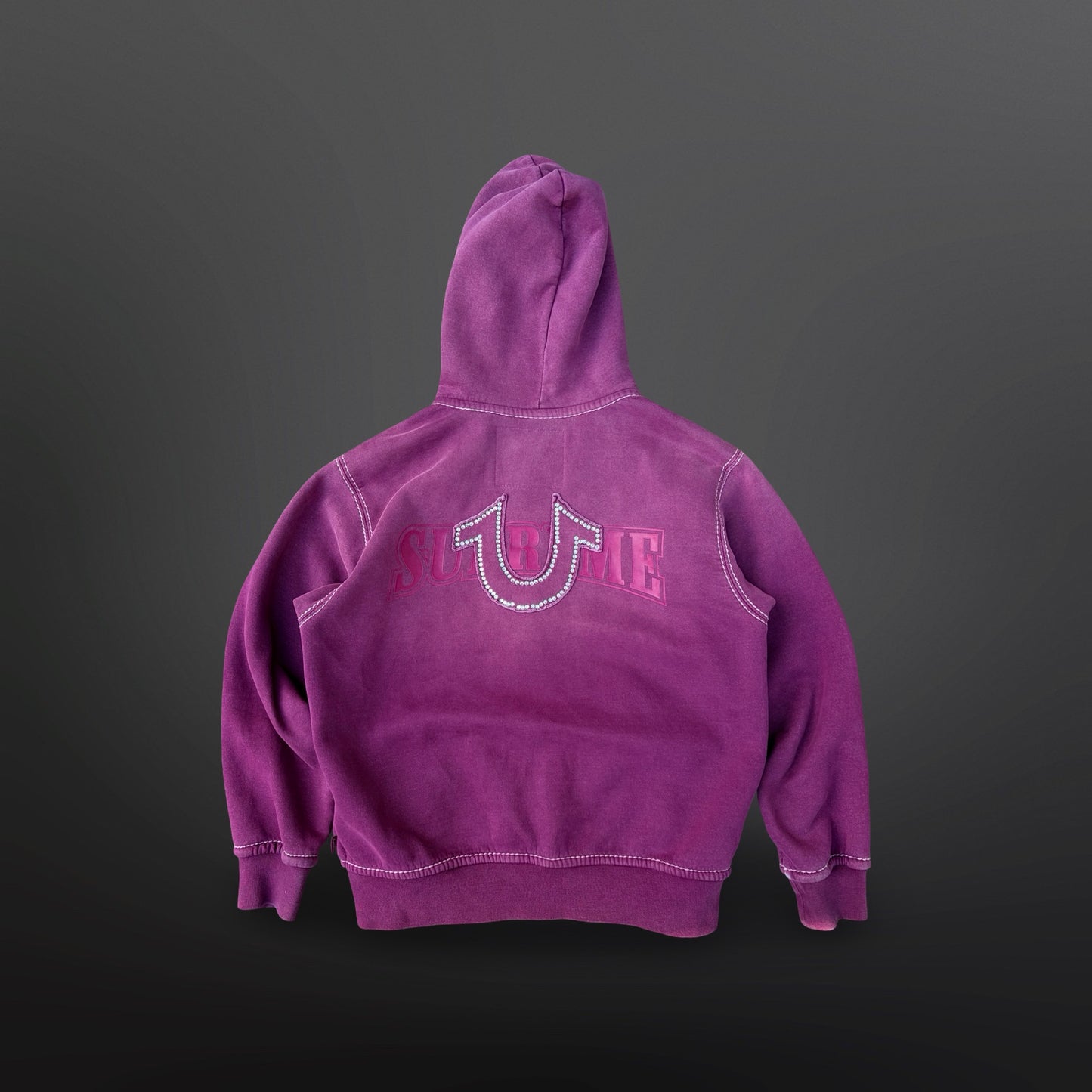 Supreme x True Religion Zip Hoodie Lilla Small – Rhinestone Logo
