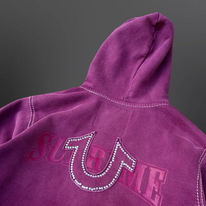 Supreme x True Religion Zip Hoodie Lilla Small – Rhinestone Logo