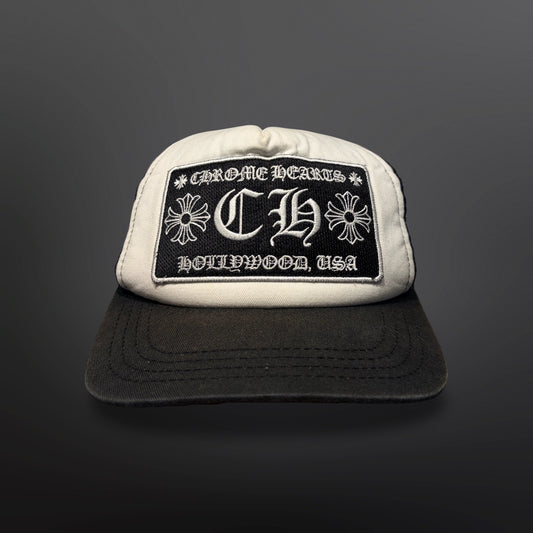 Chrome Hearts CH Hollywood Trucker Cap – Black / White