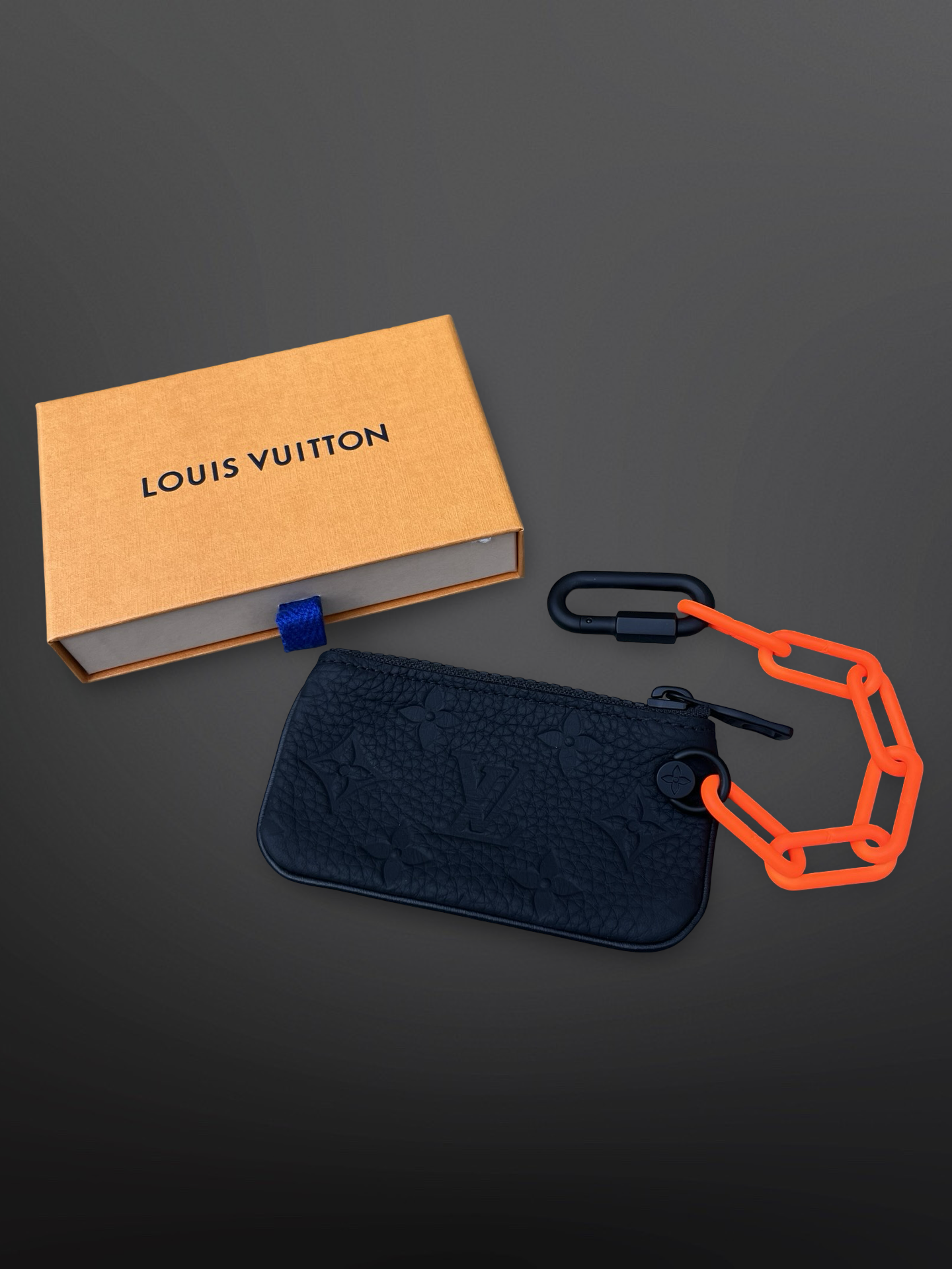 Louis Vuitton Monogram Eclipse Key Pouch / Mini Wallet Sort, Made in France