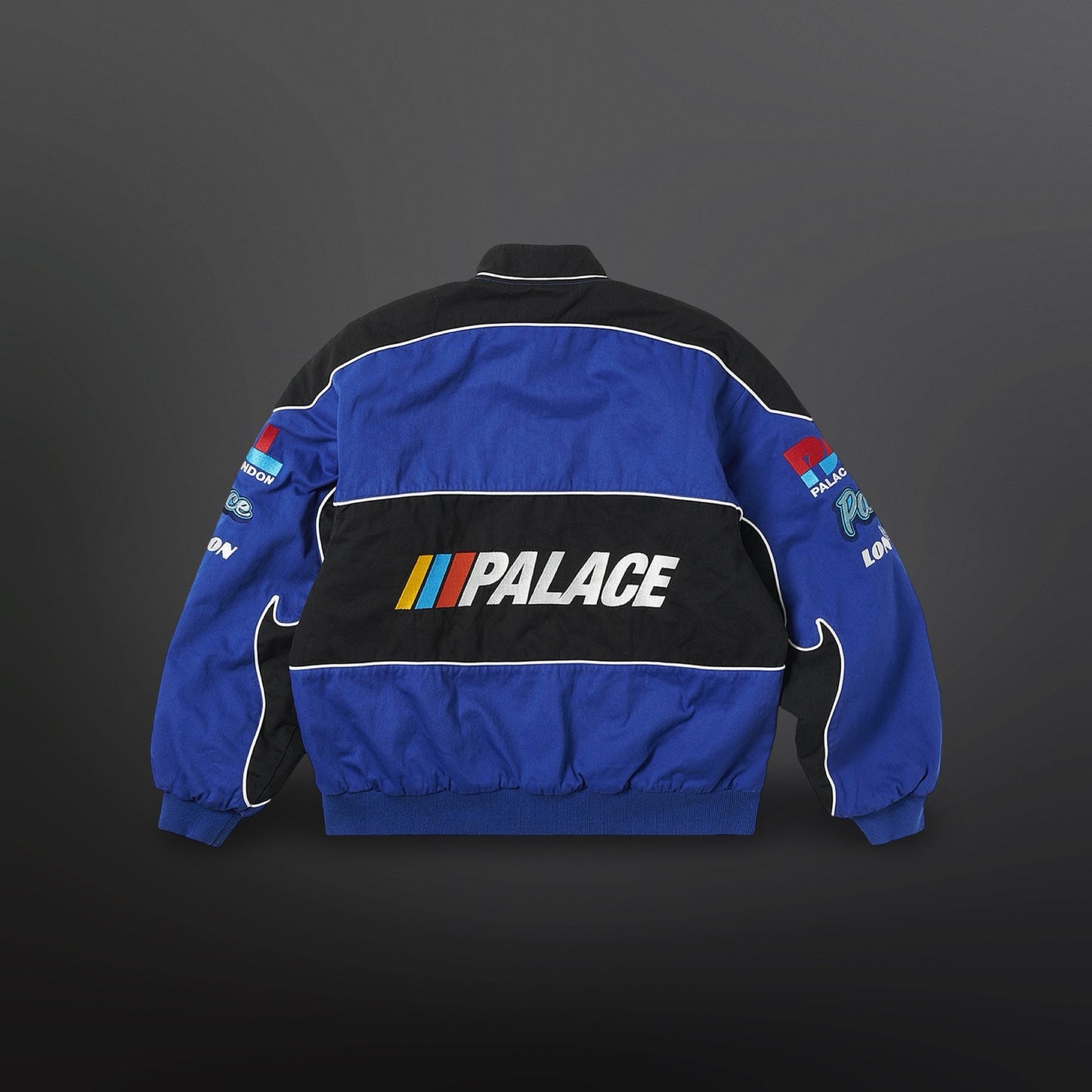 Palace Fast Cotton Jacket – Blue (Racing Logos) 