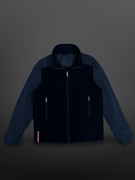 Prada Fleece Nylon Jakke 50 L Large Sort Made In Italy
