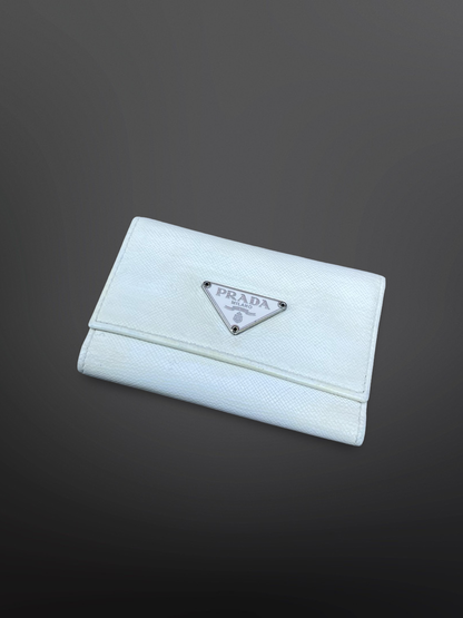 Prada Saffiano Key Holder / Nøglepung Hvid, Made in Italy