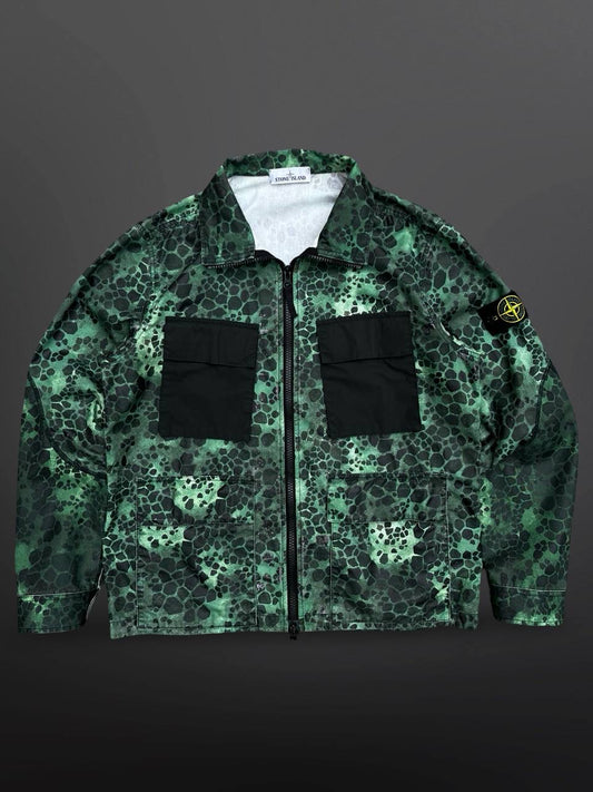 Stone Island Alligator Camo 50 Fili Jakke Overshirt Vind Og Vandafvisende XL Grøn Green XL 6815454E2