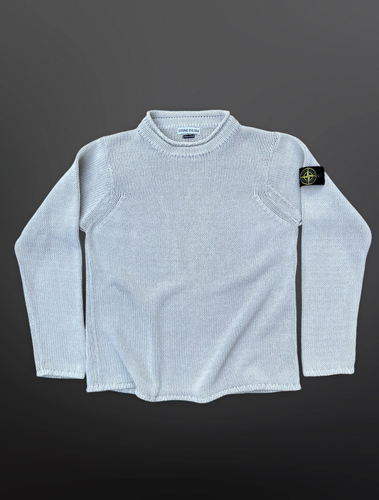 Stone Island Knit Sweater Lys Grå Beige Str. L – Vintage 2000