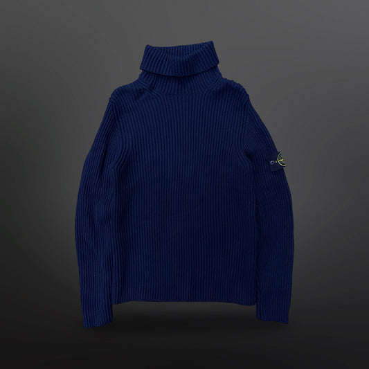 Stone Island Ribbed Wool Roll Neck – Navy – Size L