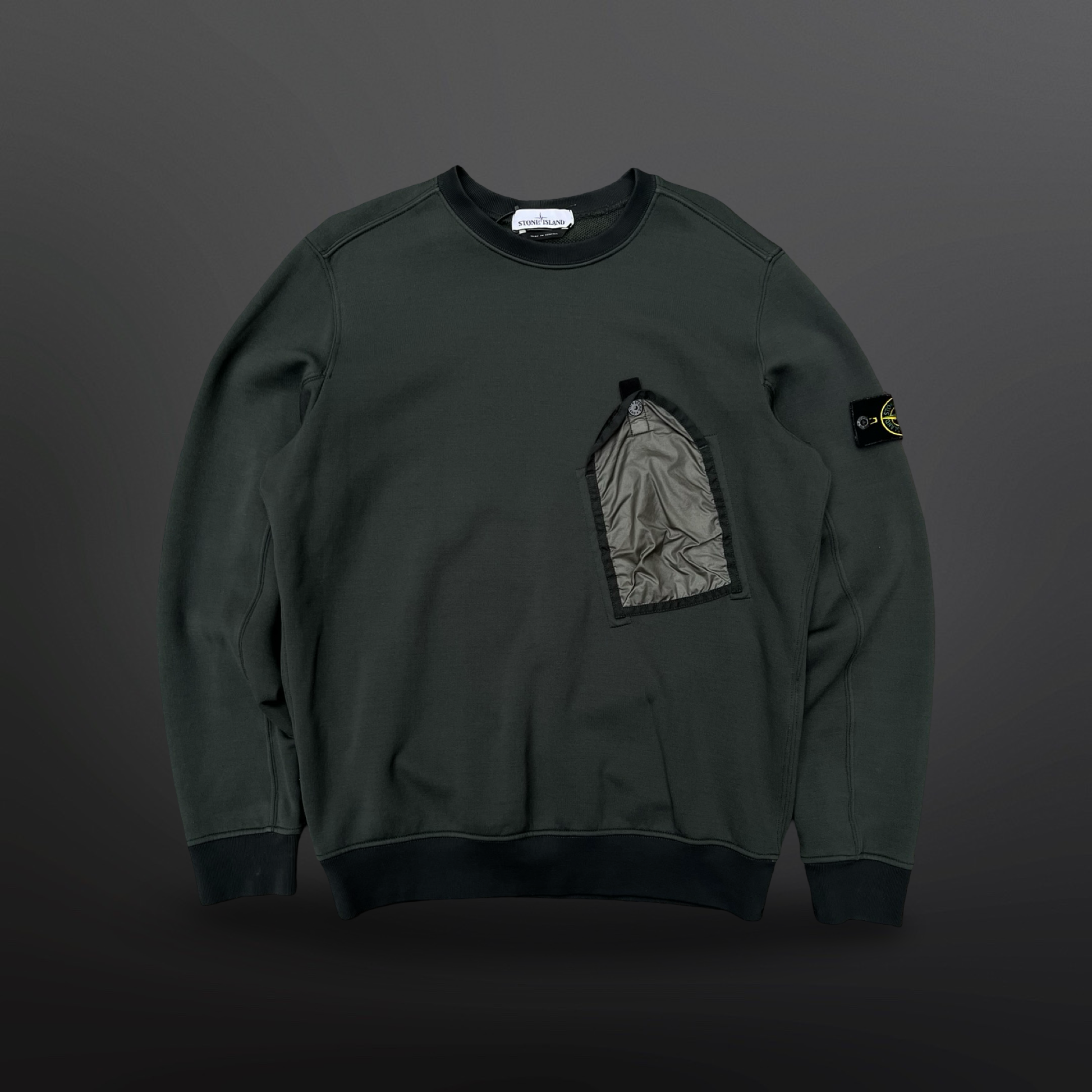 Stone Island Sweatshirt With Nylon Pocket – Dark Green Str. Large