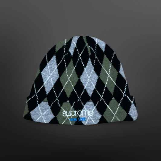 Supreme Argyle Beanie – Black/Grey/Olive