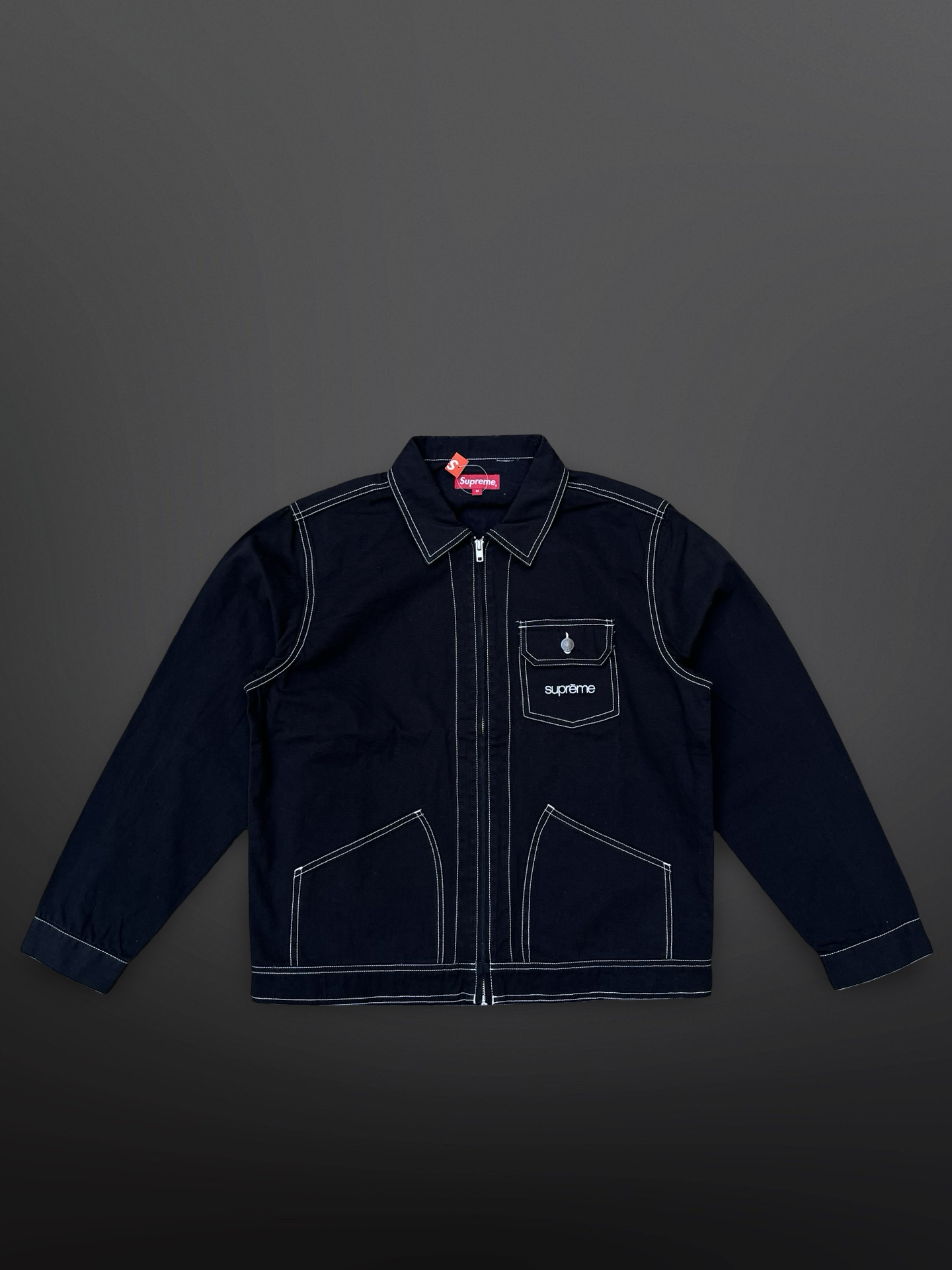 Supreme Canvas Work Jacket Sort, Str. M Sort Black Brand New