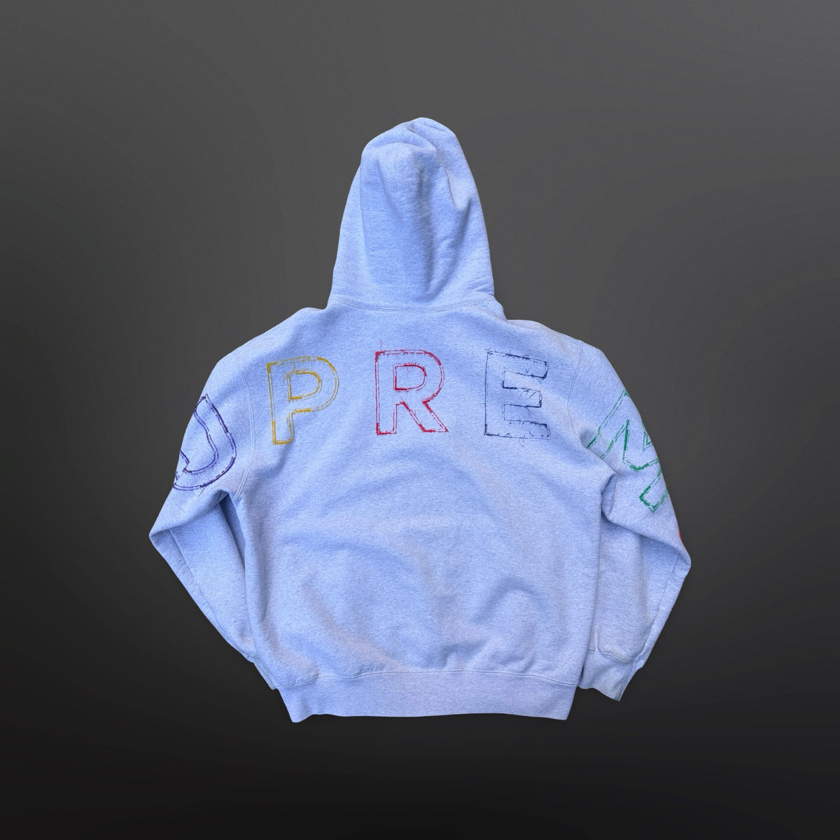 Supreme Frayed Hooded Sweatshirt – Heather Grey – Large