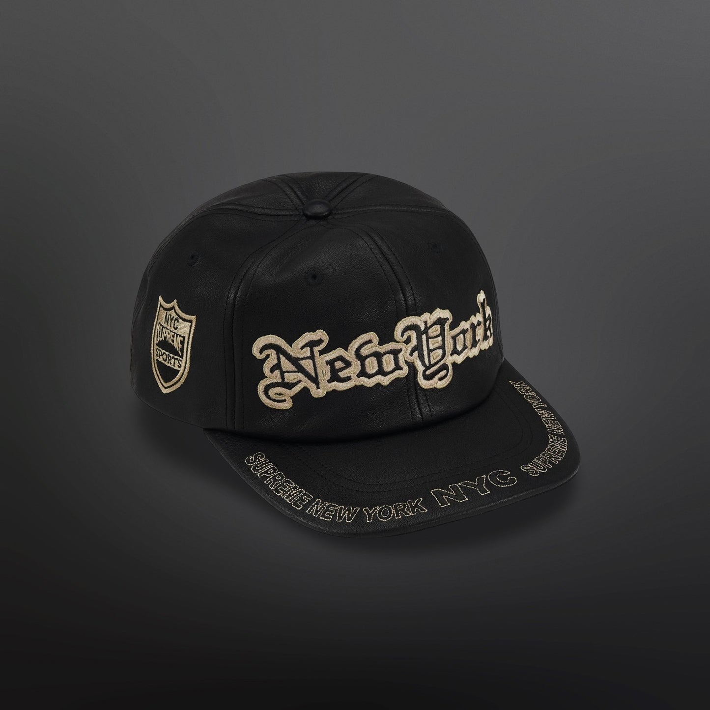 Supreme New York Leather 6-Panel – Sort