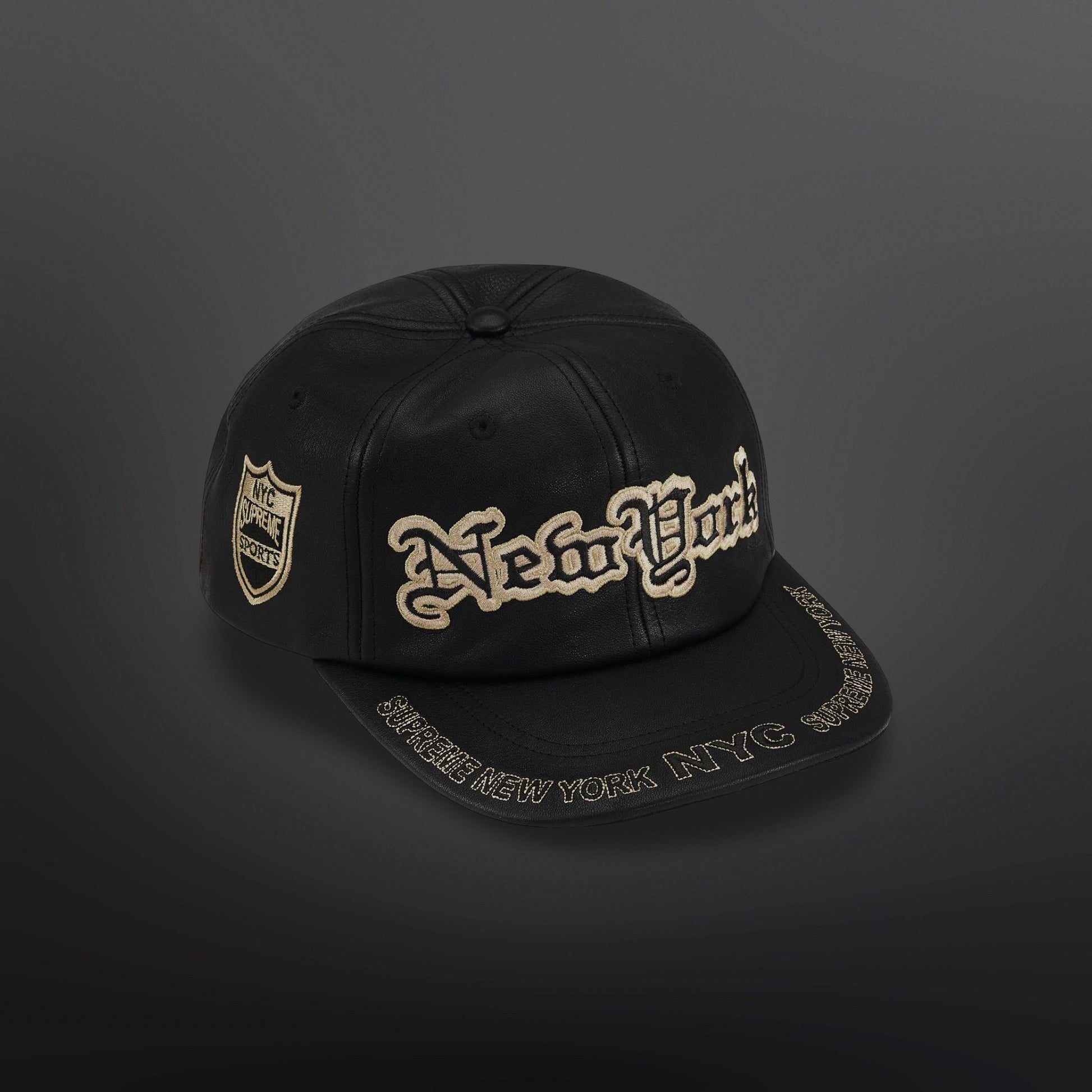 Supreme New York Leather 6-Panel – Sort