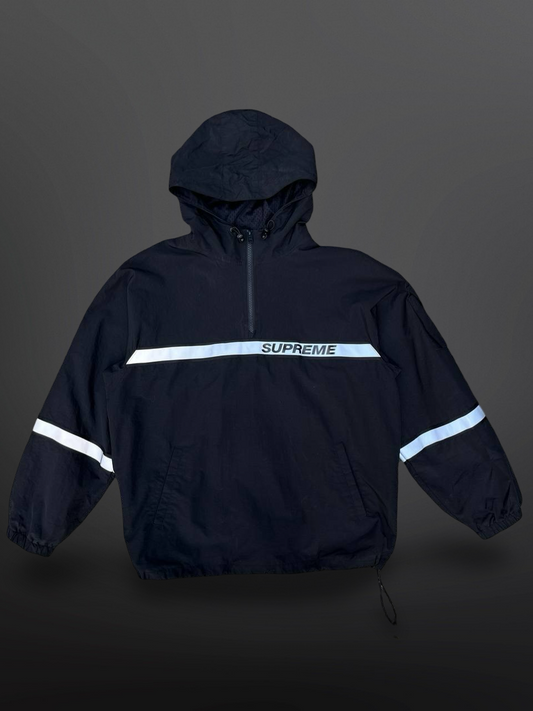 Supreme Reflective Taping Hooded Pullover M Medium Sort Black