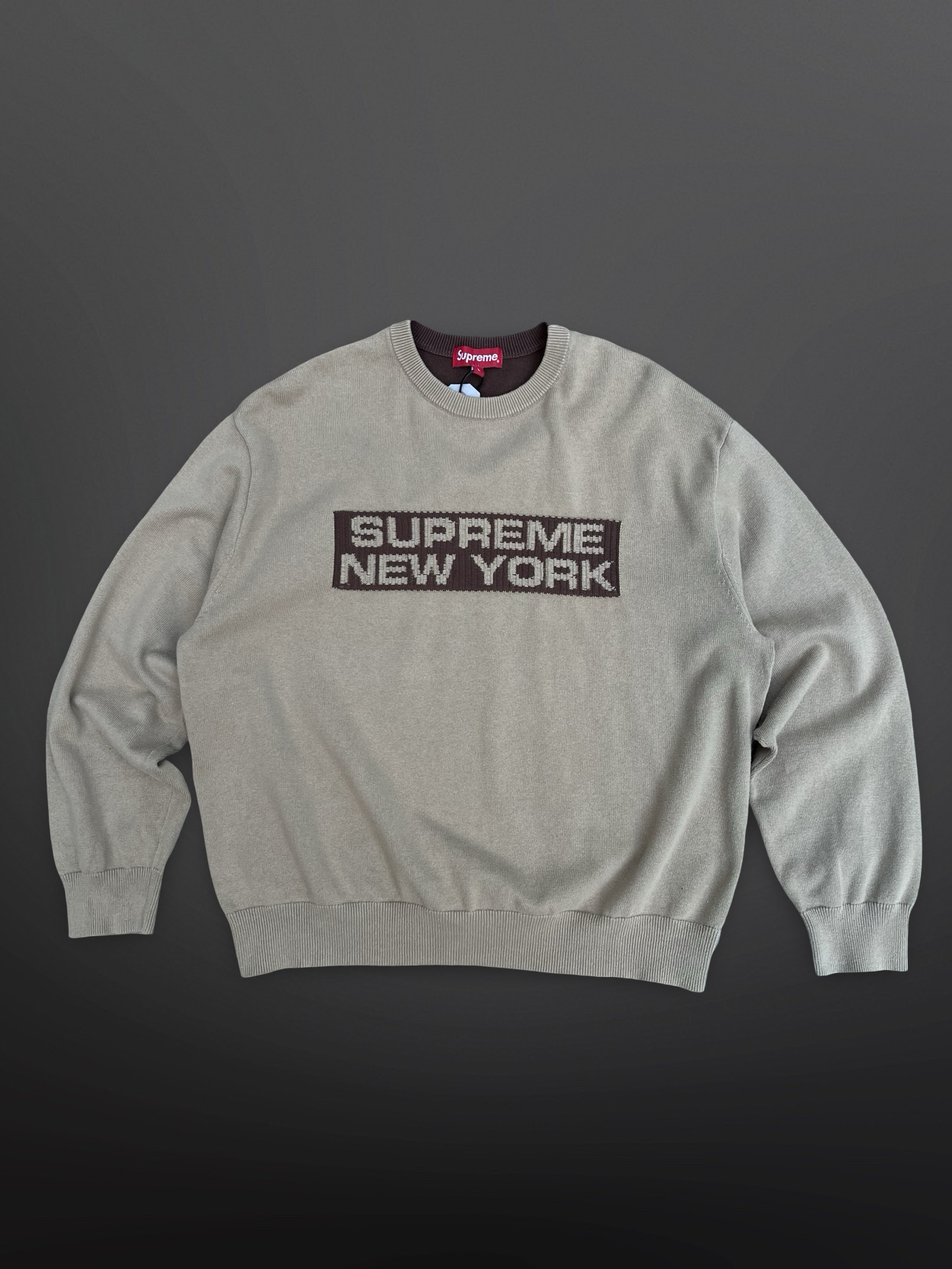 Supreme Strik Crew Neck Beige Brun L Large