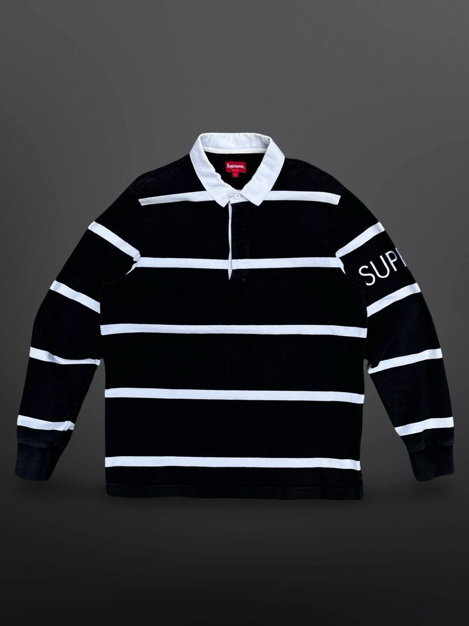 Supreme Striped Rugby FW16 Black L Large