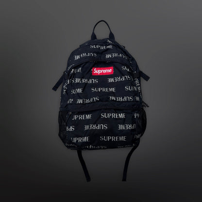 Supreme rygsæk – Sort med all-over logo og rødt Box Logo
