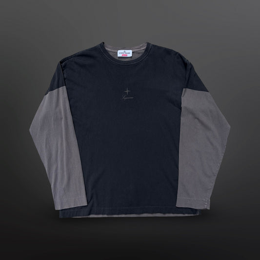 Supreme x Stone Island Long Sleeve – Black/Grey – Large