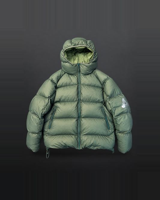 Palace Pertex Quantum dunjakke olivengrøn med balaclava, størrelse L – hele jakken